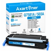 Compatible HP Q7581A / 503A Cyan Cartucho de Toner para HP Color LaserJet 3800, 3800dn, 3800n, CP3505, CP3505dn, CP3505n