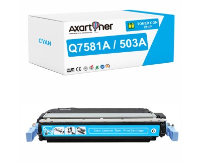 Compatible HP Q7581A / 503A Cyan Cartucho de Toner para HP Color LaserJet 3800, 3800dn, 3800n, CP3505, CP3505dn, CP3505n
