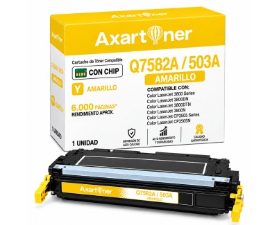 Compatible HP Q7582A / 503A Amarillo Cartucho de Toner para HP Color LaserJet 3800, 3800dn, 3800n, CP3505, CP3505dn, CP3505n