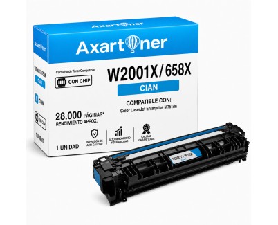 Compatible HP W2001X / W2001A Cyan Cartucho de Toner 658X / 658A para HP Color LaserJet Enterprise M751dn