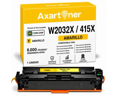 Compatible HP W2032X / 415X - CON CHIP - Amarillo Cartucho de Toner para HP Color LaserJet Pro M454dn M454dw M454nw MFP M479dw M479fdn M479fdw M479fnw Enterprise M455dn MFP M480f