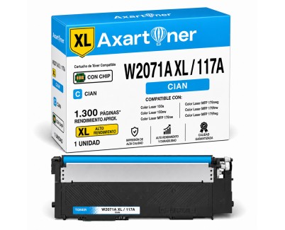Compatible HP W2071A XL / 117A XL - CON CHIP - Cyan Cartucho de Toner para HP Color Laser 150a, 150nw - MFP 178nw, 178nwg, 179fng, 179fnw, 179fwg