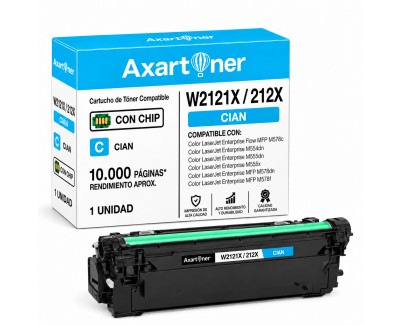 Compatible HP W2121X / 212X - CON CHIP - Cyan Cartucho de Toner para HP Color LaserJet Enterprise Flow MFP M578c, Enterprise M554dn, M555dn, M555x, MFP M578dn, MFP M578f