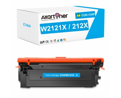 Compatible HP W2121X / 212X - CON CHIP - Cyan Cartucho de Toner para HP Color LaserJet Enterprise Flow MFP M578c, Enterprise M554dn, M555dn, M555x, MFP M578dn, MFP M578f