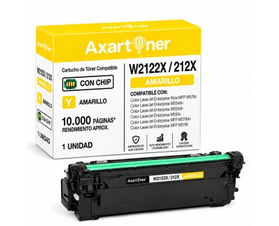 Compatible HP W2122X / 212X - CON CHIP - Amarillo Cartucho de Toner para HP Color LaserJet Enterprise Flow MFP M578c, Enterprise M554dn, M555dn, M555x, MFP M578dn, MFP M578f