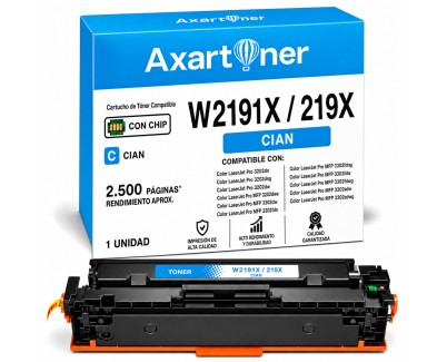 Compatible HP W2191X / 219X - CON CHIP - Cyan Cartucho de Toner para HP Color LaserJet Pro 3202dw / MFP 3302fdng / MFP 3302fdwg / MFP 3302sdwg