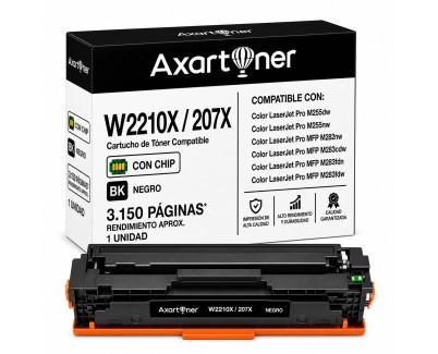 Compatible HP W2210X / W2210A - CON CHIP - Negro Cartucho de Toner 207X / 207A para HP Color LaserJet Pro M255dw, M255nw, MFP M282nw, MPF M283cdw, MFP M283fdn, MFP M283fdw