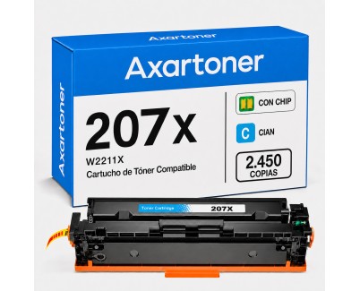 Compatible HP W2211X / W2211A - CON CHIP - Cyan Cartucho de Toner 207X / 207A para HP Color LaserJet Pro M255dw, M255nw, MFP M282nw, MPF M283cdw, MFP M283fdn, MFP M283fdw