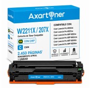 Compatible HP W2211X / W2211A - CON CHIP - Cyan Cartucho de Toner 207X / 207A para HP Color LaserJet Pro M255dw, M255nw, MFP M282nw, MPF M283cdw, MFP M283fdn, MFP M283fdw