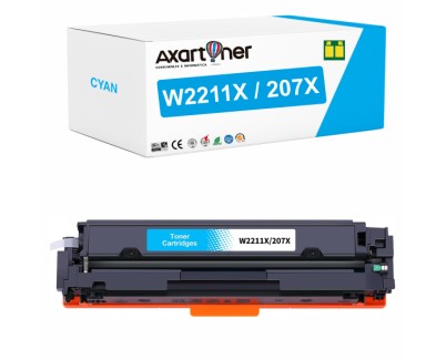 Compatible HP W2211X / W2211A - CON CHIP - Cyan Cartucho de Toner 207X / 207A para HP Color LaserJet Pro M255, MFP M282, MFP M283