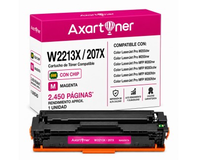 Compatible HP W2213X / W2213A - CON CHIP - Magenta Cartucho de Toner 207X / 207A para HP Color LaserJet Pro M255dw, M255nw, MFP M282nw, MPF M283cdw, MFP M283fdn, MFP M283fdw