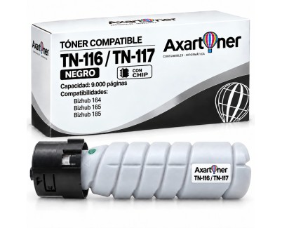 Compatible Konica Minolta Bizhub 164, 165, 185 Negro Cartucho de Toner A1UC0D0 TN116 / TN117