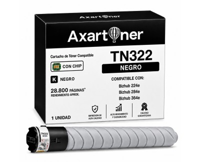 Compatible Konica Minolta Bizhub 224e , 284e, 364e Negro Cartucho de Toner TN322 / A33K050