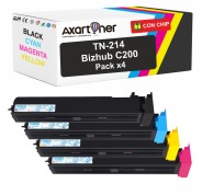 Compatible Pack x4 Konica Minolta Bizhub C200 Cartuchos de Toner TN-214 / TN214
