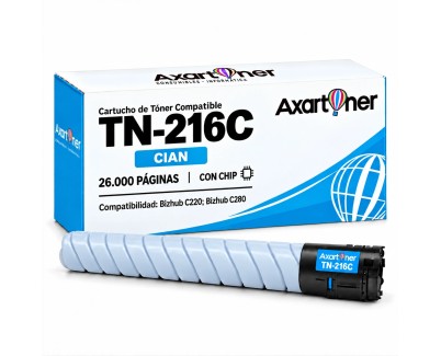 Compatible Konica Minolta Bizhub C220, C280 Cyan Cartucho de Toner A11G451 / TN216C / TN216
