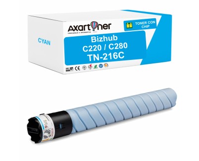 Compatible Konica Minolta Bizhub C220, C280 Cyan Cartucho de Toner A11G451 / TN216C / TN216