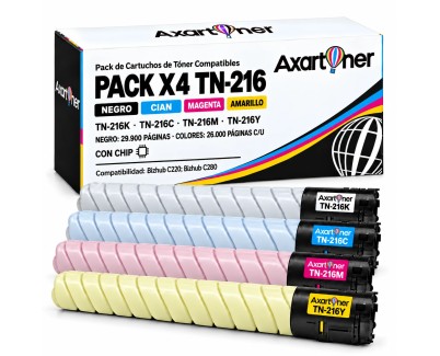 Compatible Pack x4 Konica Minolta Bizhub C220 / C280 Cartuchos de Toner TN216 / TN-216
