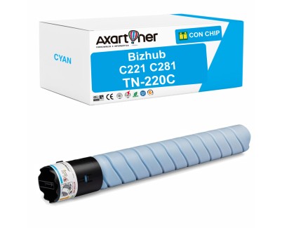 Compatible Konica Minolta Bizhub C221 / C221S / C281 Cyan Cartucho de Toner A33K480 / TN220C / TN-220