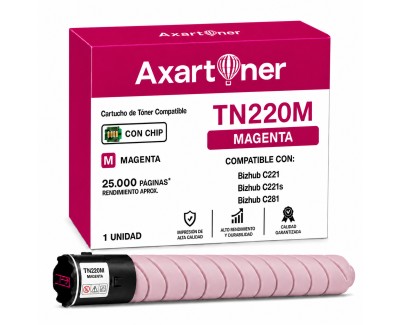 Compatible Konica Minolta Bizhub C221 / C221S / C281 Magenta Cartucho de Toner A33K380 / TN220M / TN-220