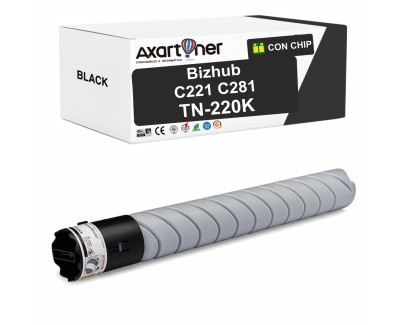 Compatible Konica Minolta Bizhub C221 / C221S / C281 Negro Cartucho de Toner A33K180 / TN220K / TN-220