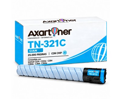 Compatible Konica Minolta Bizhub C224 / C284 / C364 Cyan Cartucho de Toner A33K450 / TN321C / TN-321