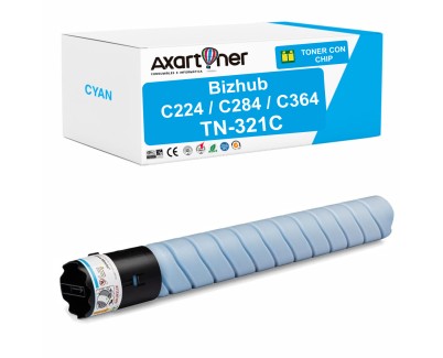 Compatible Konica Minolta Bizhub C224 / C284 / C364 Cyan Cartucho de Toner A33K450 / TN321C / TN-321