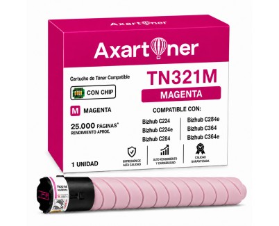Compatible Konica Minolta Bizhub C224 / C284 / C364 Magenta Cartucho de Toner A33K350 / TN321M / TN-321