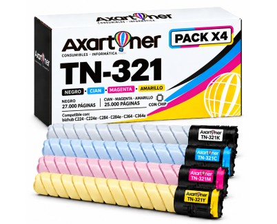 Compatible Pack x4 Konica Minolta Bizhub C224 / C284 / C364 Cartuchos de Toner TN321
