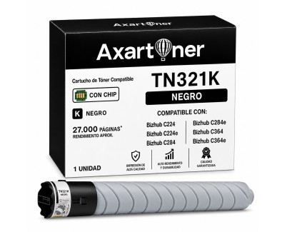 Compatible Konica Minolta Bizhub C224 / C284 / C364 Negro Cartucho de Toner A33K150 / TN321K / TN-321