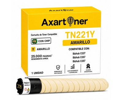 Compatible Konica Minolta Bizhub C227 / C267 / C287 Amarillo Cartucho de Toner TN221Y / A8K3250 / TN-221