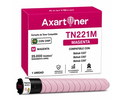 Compatible Konica Minolta Bizhub C227 / C267 / C287 Magenta Cartucho de Toner TN221M / A8K3350 / TN-221