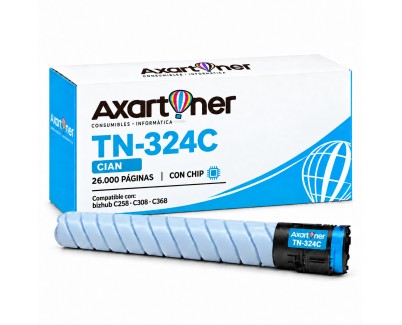 Compatible Konica Minolta Bizhub C258 / C308 / C368 Cyan Cartucho de Toner A8DA450 / TN-324C / TN324
