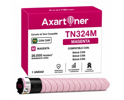 Compatible Konica Minolta Bizhub C258 / C308 / C368 Magenta Cartucho de Toner A8DA350 / TN-324M / TN324