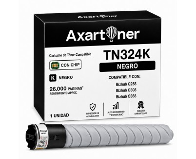 Compatible Konica Minolta Bizhub C258 / C308 / C368 Negro Cartucho de Toner A8DA150 / TN-324K / TN324