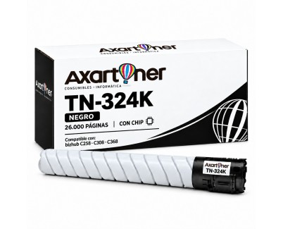 Compatible Konica Minolta Bizhub C258 / C308 / C368 Negro Cartucho de Toner A8DA150 / TN-324K / TN324
