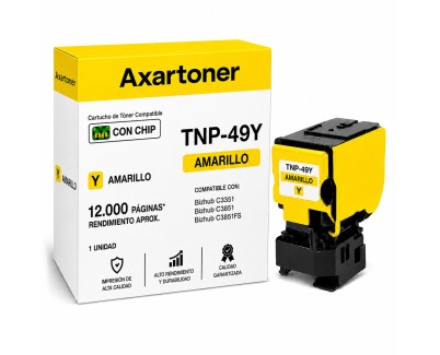 Compatible Konica Minolta Bizhub C3351 / C3851 / C3851FS Amarillo Cartucho de Toner A95W250 / TNP-49Y / TNP49