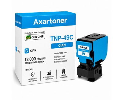 Compatible Konica Minolta Bizhub C3351 / C3851 / C3851FS Cyan Cartucho de Toner A95W450 / TNP-49C / TNP49