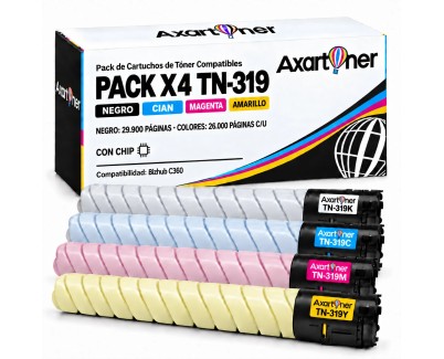 Compatible Pack x4 Konica Minolta Bizhub C360 Cartuchos de Toner TN319 / TN-319