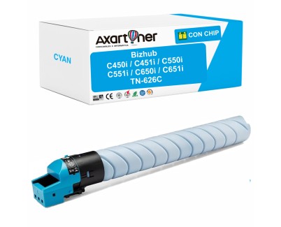 Compatible Konica Minolta TN-626C / ACV1450 Cyan Cartucho de Toner para Bizhub C450i C451i C550i C551i C650i C651i