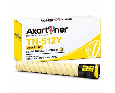 Compatible Konica Minolta Bizhub C454 C454e C554 C554e Amarillo Cartucho de Toner A33K252 / TN-512Y / TN512