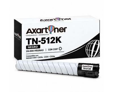 Compatible Konica Minolta Bizhub C454 C454e C554 C554e Negro Cartucho de Toner A33K152 / TN-512K / TN512