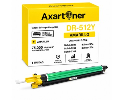 Compatible Konica Minolta DR512 Amarillo Tambor de Imagen DR512Y / A2XN0TD (Drum) para bizhub C224 C224e C284 C284e C364 C364e C454 C454e C554 C554e