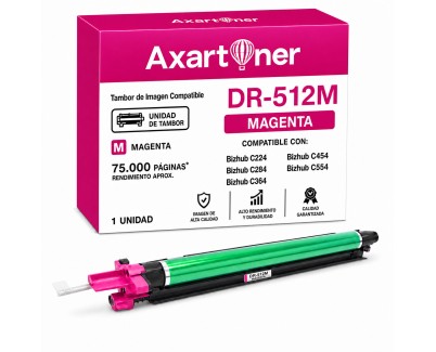Compatible Konica Minolta DR512 Magenta Tambor de Imagen DR512M / A2XN0TD (Drum) para bizhub C224 C224e C284 C284e C364 C364e C454 C454e C554 C554e