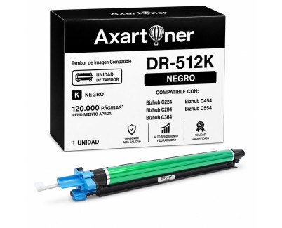 Compatible Konica Minolta DR512 Negro Tambor de Imagen DR512K / A2XN0RD (Drum) para bizhub 224e 284e 364e C224 C224e C284 C284e C364 C364e C454 C454e C554 C554e