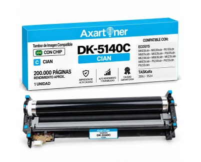 Compatible Kyocera DK5140 Cyan Tambor de Imagen (Drum) 302NR93012 para Ecosys M6030cdn M6035cidn M6230cidn M6235cidn M6530cdn M6535cidn M6630cidn M6635cidn P6035cdn P6130cdn P6230cdn P6235cdn P6235cidn