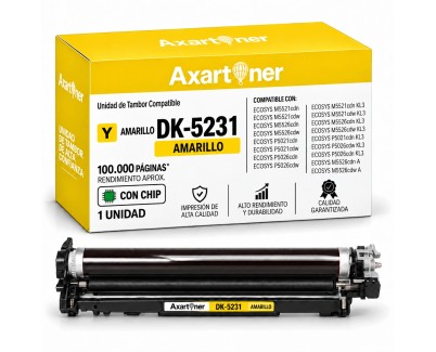 Compatible Kyocera DK5231 Amarillo Tambor de Imagen 302R793020 para Kyocera ECOSYS M5521, M5526, P5021, P5026