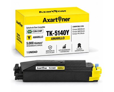 Compatible Kyocera TK5140 Amarillo Cartucho de Toner 1T02NRANL0 / TK-5140Y para Kyocera ECOSYS M6030cdn M6530cdn P6130cdn