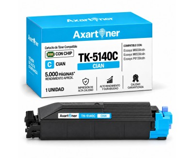 Compatible Kyocera TK5140 Cyan Cartucho de Toner 1T02NRCNL0 / TK-5140C para Kyocera ECOSYS M6030cdn M6530cdn P6130cdn