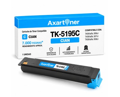 Compatible Kyocera TK5195 Cyan Cartucho de Toner 1T02R4CNL0 / TK-5195C para TasKalfa 306ci, 307ci, 308ci