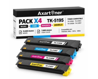 Compatible Pack x4 Kyocera TK5195 Cartuchos de Toner TK-5195 para TasKalfa 306ci, 307ci, 308ci